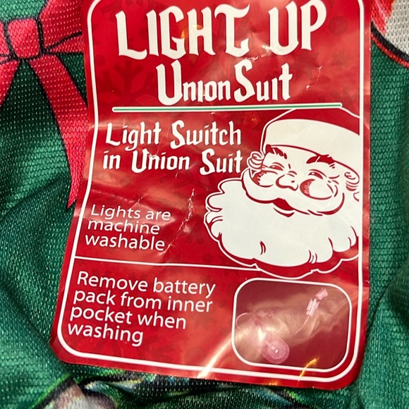 CAT Christmas full body suit Cheer FUNNY Light Up 1 Piece Sleep Suit mens NEW M - Picture 2 of 16